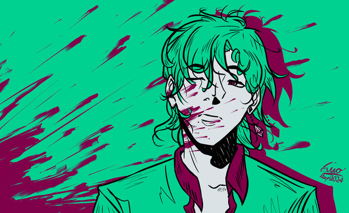 Lined and flat coloured headshot (15€)
